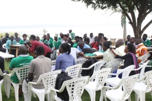 Nambooze's supporters welcomed her back from South Africa.