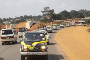 Rose Tumusiime's convoy heading back to Entebbe.
