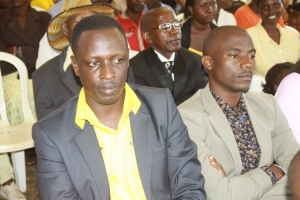 Entebbe Airport Group Coordinator Ronald Atuhairwe (in yellow Shirt) and Kasagga Emmanuel in a bitter war and ready to jump on each other's throats.