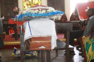 Late Okiror's casket in St. John's Church on Monday.