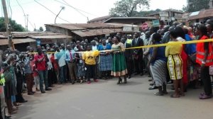 Lands Minsiter Betty Amongin officially commissioning the roads.