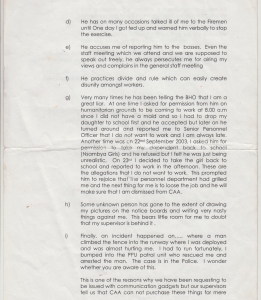 Page two of consolata's letter complaining about Mr.Bbaale's unfair treatment at work.
