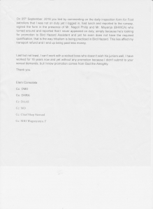 Page two of Consolata's letter objecting to Mr.Bbaales unfair treatment at work.