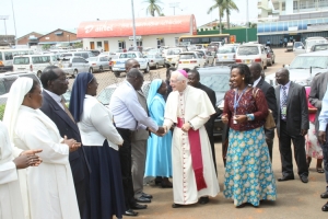 Entebbe Airport Catholic Community welcome Papal Nuncio for celebrations.