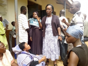 Hon. Tumusiime preaching the HIV Prevention gospel.