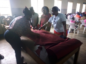 Women learnt how to make the sanitary pads