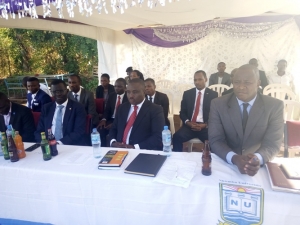 Lord Mayor Erias Lukwago, Nicholas Opio and Francis Harimwomugasho presided over the 12th Annual Lawyers day at Nkumba University.