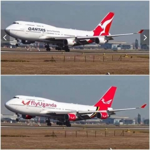 It appears unidentified persons photo shopped the images with a Qantas Aircraft.