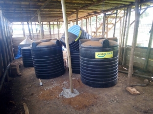 The water tanks that were to be used in mixing of the chemicals.