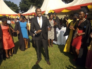 Babes surround Rulinda like bees at Minister Sseninde's function.
