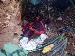 Faith Komugisha was discovered dead and naked in a garden near her reidence in Kitinda Village. Residents offered a cloth to cover her.