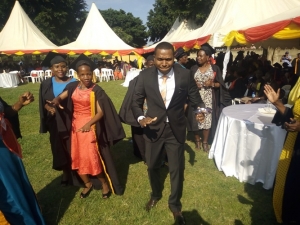Ooh My. Massappe Man Fabrice Rulinda causes stampede at Minister Sseninde's function.