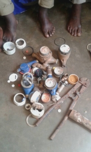 Several dismantled water meters that were found with the thugs.