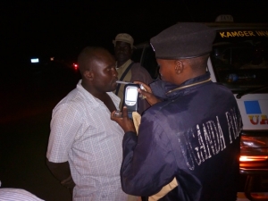 A drunk taxi driver only identified as Mugisha was arrested for drink driving.