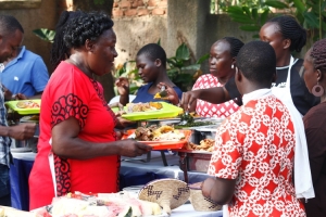 Guests drowning in food.
