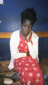 Nakakande Christine at Mpala Police Station after she was arrested.