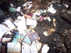 Several files and documents were burnt to ashes.