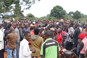 Locals gathered at the scene of crime.