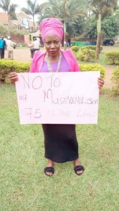 Entebbe Division B Speaker Daisy Aroyo demonstrates against the removal of Age limit in the constitution.
