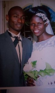 David Kajura with sweet lovely Elizabeth Nalwonga on their wedding day a couple of weeks ago.