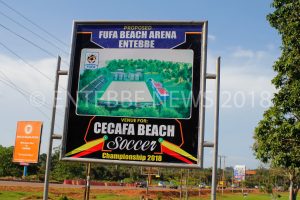 A sign post at Kitubulu in Entebbe showing the proposed Fufa Beach Arena.