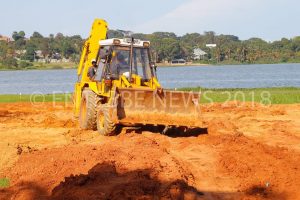 The grading of the Kitubulu lake shore land was immediately stopped by the Environmental Police officer Odong James.