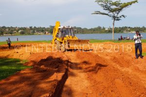 The grading of the Kitubulu lake shore land was immediately stopped by the Environmental Police officer Odong James.