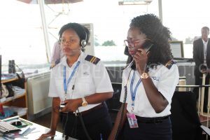 Female Air Traffic Control Officers On Duty. 
