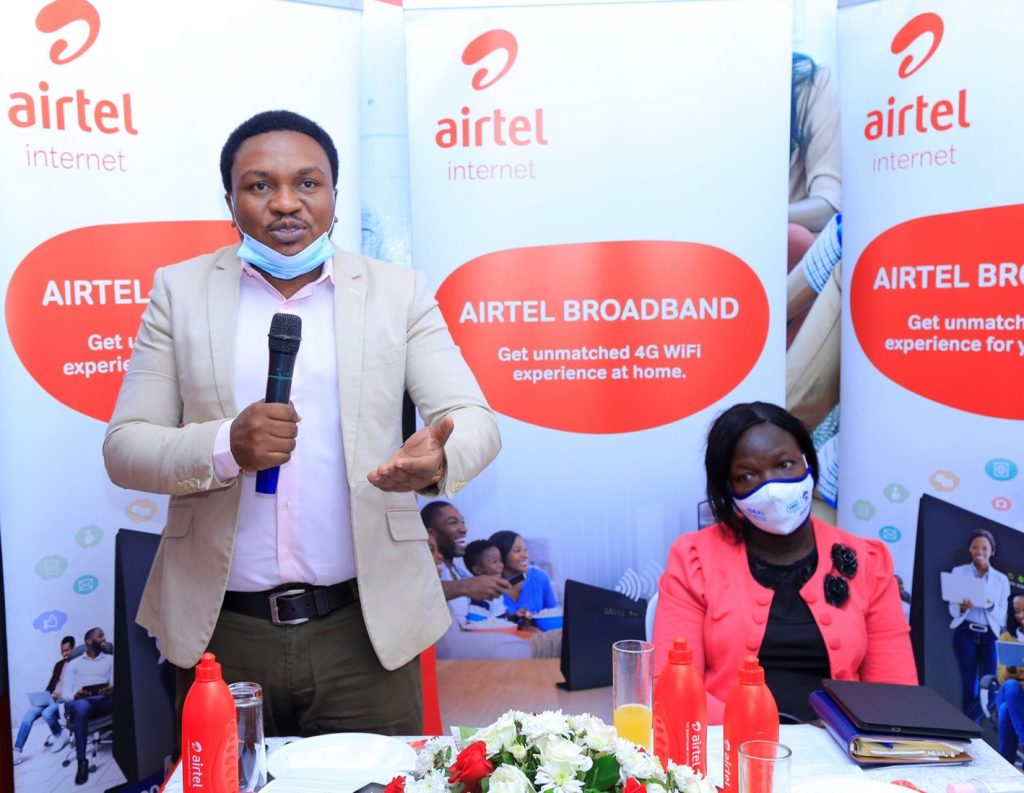 Airtel Uganda General Manager, Broadband, Brenden Kachenje speaking during the Airtel Broadband Internet Solution launch in Lira