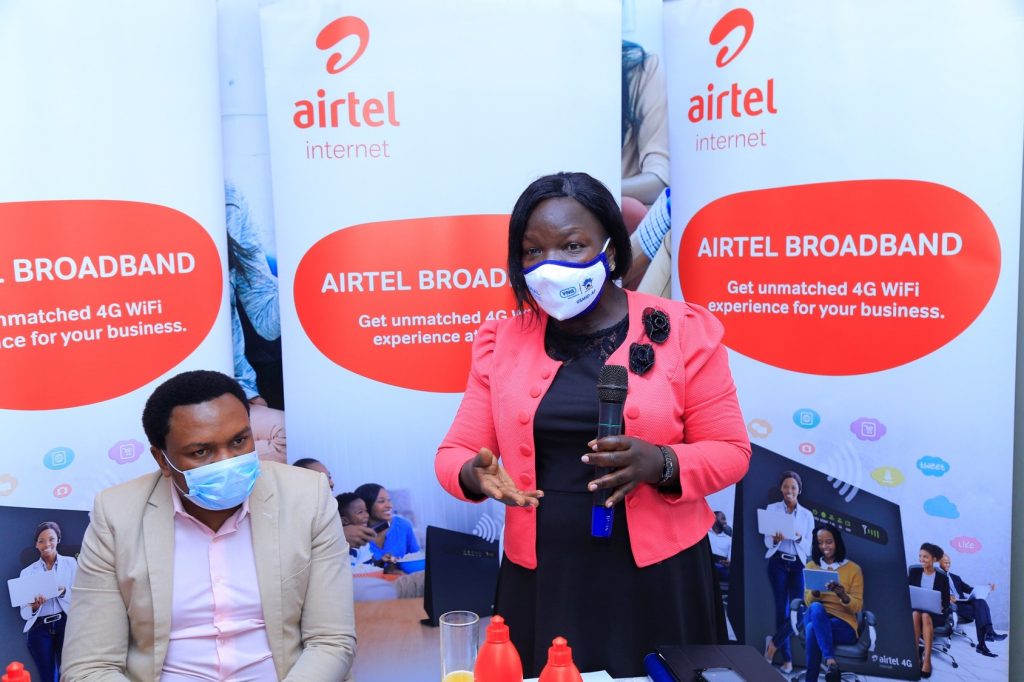 Lira Deputy Town Clerk, Rebecca Acen speaking during the Airtel Broadband Internet Solution launch in Lira