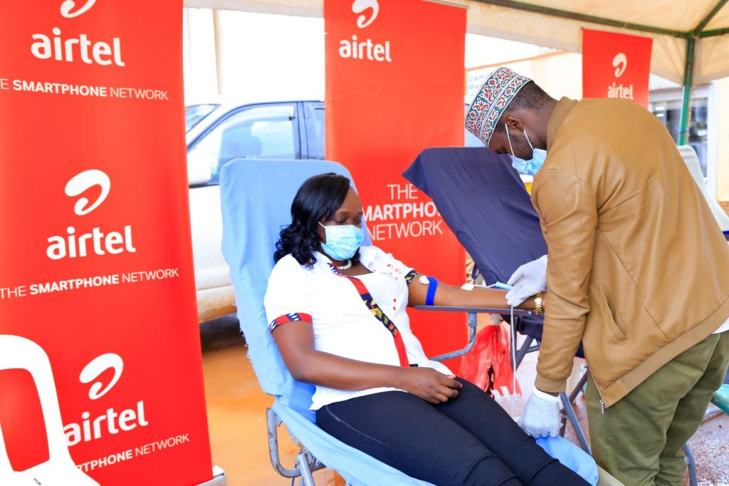 Airtel Uganda rallies customers and staff to donate blood Airtel Uganda, the Customer Service Director Miss Lyndah Nabayinda donating blood at one of the centres