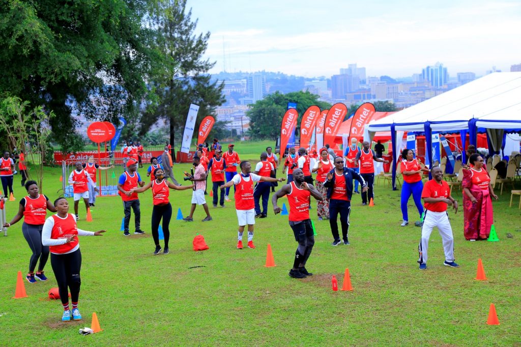 Some of the participants taking part in an exercise session after concluding the Kabaka Birthday Run