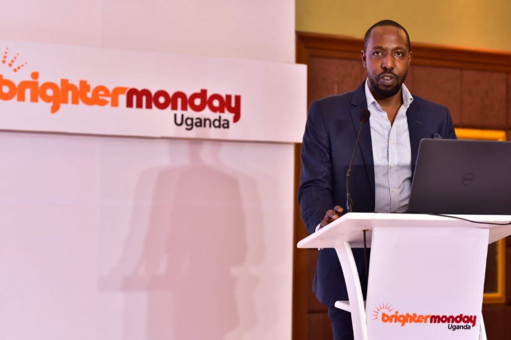 BrighterMonday Uganda CEO,Brian Ntambirweki giving his speech during the...