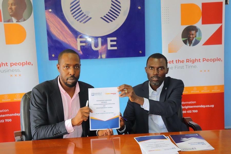 BrighterMonday Uganda joins the Federation of Uganda Employers as premier recruitment partner for Employers. CEO BrighterMonday Brian Ntambirweki,Mr. Douglas Opio, The Executive Dir...