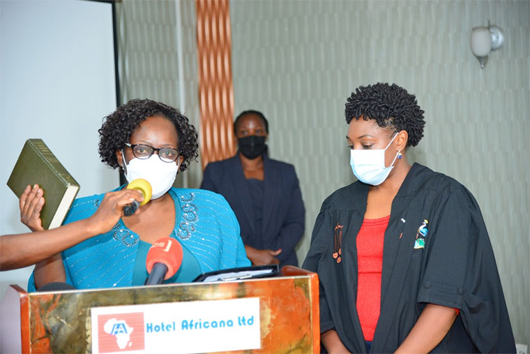 Prisicilla Mirembe Seruka takes oath as Uganda Airlines board chairperson