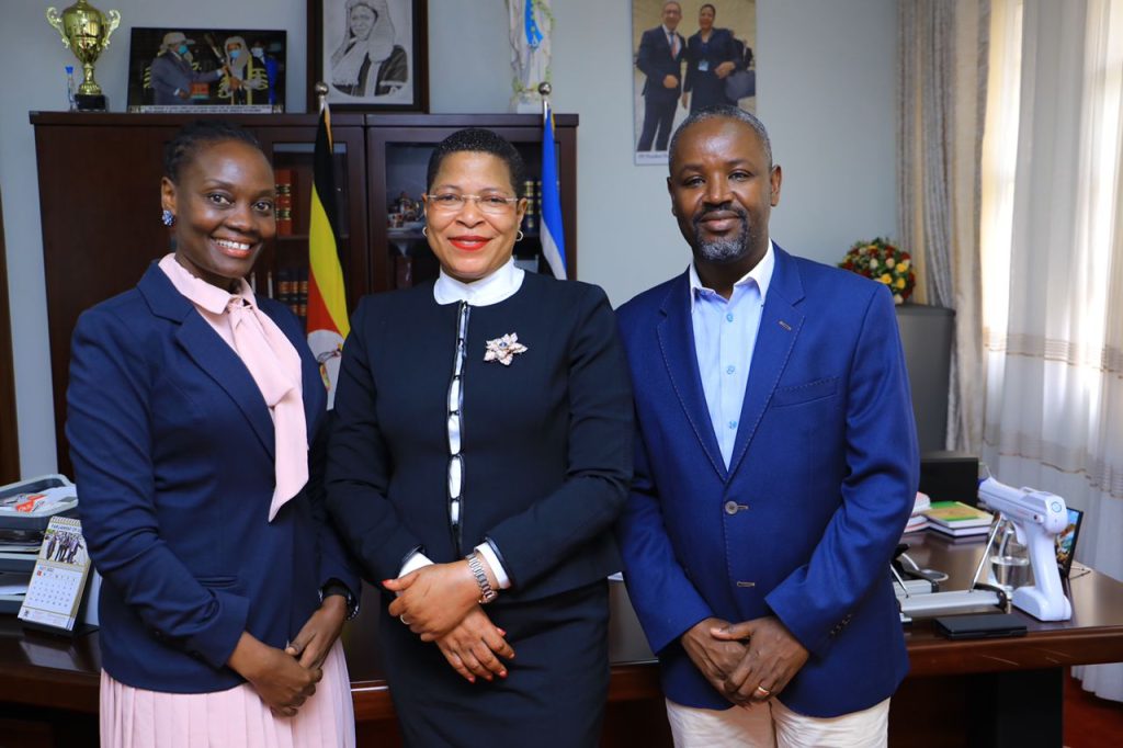 Jennifer Bamuturaki with Speaker of Parliament Among and Deputy Speaker Tayebwa