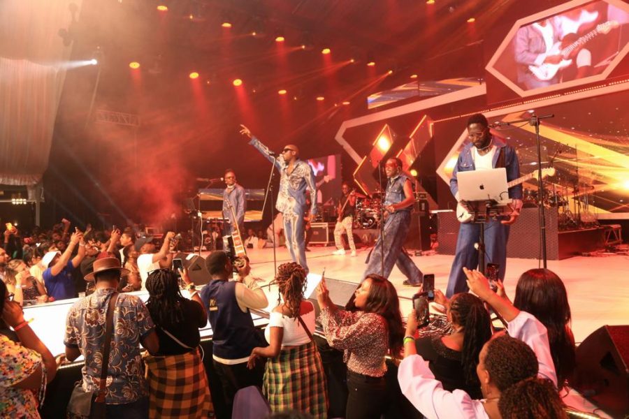 Sauti Sol Group performing during the Boyz ll Men Live in Kampala yesterday