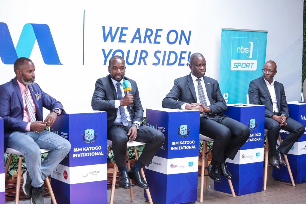GA Insurance Joins as Sponsor for the Annual Katogo Golf Series L-R Hannington Mpiima, Sserwano Walusimbi (holding microphone), Sam Ntulume and Francis Kamau