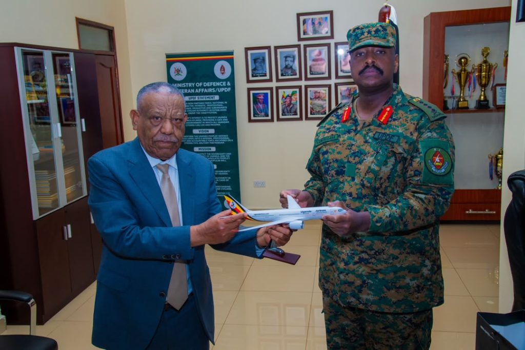 Uganda Airlines Execs Brief CDF Gen. Muhoozi on Global Route Expansion and In-House Services